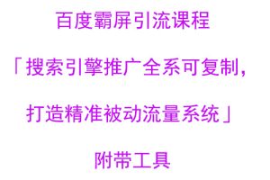 老派Seo：百度霸屏引流课程「搜索引擎推广全系可复制，打造精准被动流量系统」附带工具