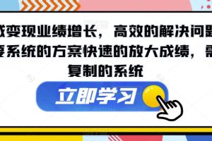 私域变现业绩增长，高效的解决问题，需要系统的方案快速的放大成绩，需要复制的系统