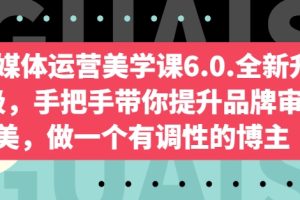 自媒体运营美学课6.0.全新升级，手把手带你提升品牌审美，做一个有调性的博主