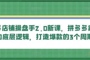 多多店铺操盘手2.0新课，拼多多卖货的底层逻辑，打造爆款的3个周期