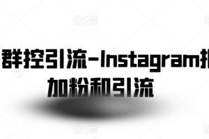 社交群控引流-Instagram批量加粉和引流