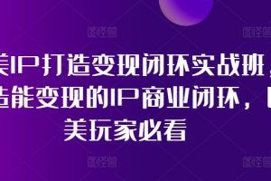 医美IP打造变现闭环实战班，打造能变现的IP商业闭环，医美玩家必看!