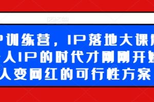 超级IP训练营，IP落地大课震撼来袭，个人IP的时代才刚刚开始，素人变网红的可行性方案