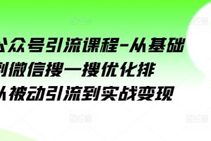 微信公众号引流课程-从基础逻辑到微信搜一搜优化排名，从被动引流到实战变现