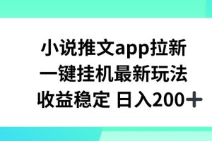 小说推文APP拉新，一键挂JI新玩法，收益稳定日入200+【揭秘】