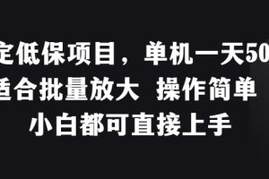 稳定低保项目，单机一天50+适合批量放大 操作简单 小白都可直接上手【揭秘】