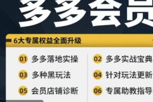 拼多多会员，拼多多实战宝典+实战落地实操，从新手到高阶内容全面覆盖