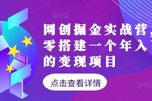 网创掘金实战营，从零搭建一个年入百万的变现项目（持续更新）