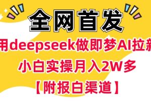 用deepseek做即梦Ai拉新 小白实操月入过W+【附报白渠道】